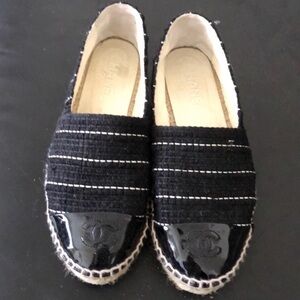 CHANEL Black and White Espadrilles